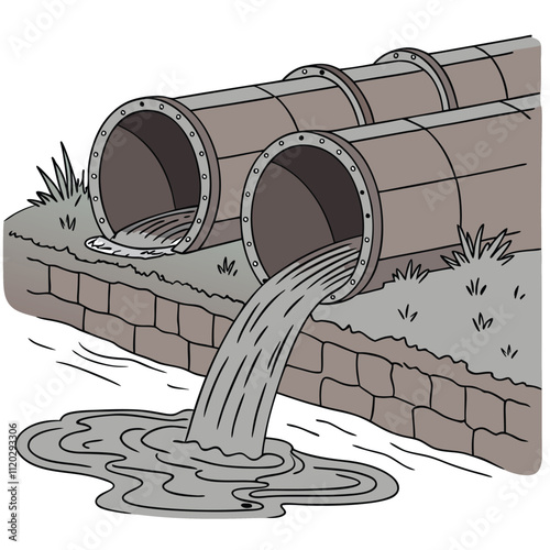 Water drain pipe vector illustration Isolated on white background.