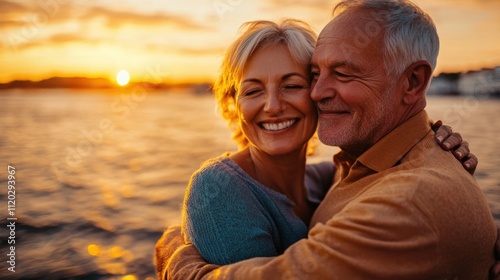 The Couple Embracing at Sunset