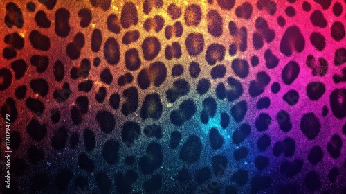 Colorful glitter leopard print texture background.