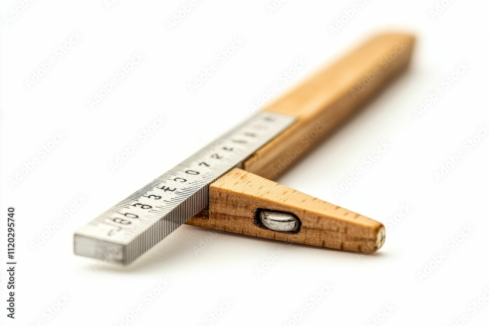 Wooden and metal measuring tool; precision instrument. Wooden and metal measuring tool; precision instrument.