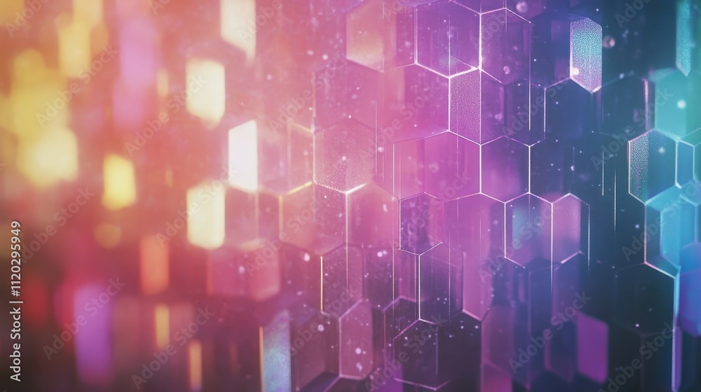 Colorful Hexagonal Pattern with Glowing Lights Colorful Hexagonal Pattern with Glowing Lights