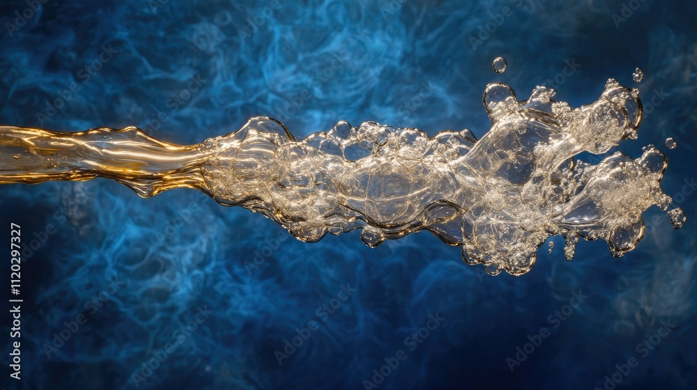 High-speed shot of air bubbles racing upward in front of a deep blue underwater background High-speed shot of air bubbles racing upward in front of a deep blue underwater background