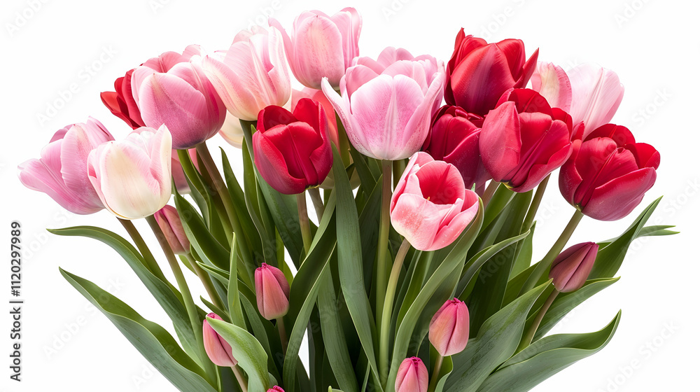 bouquet with pink and red tulips isolated on white bouquet with pink and red tulips isolated on white