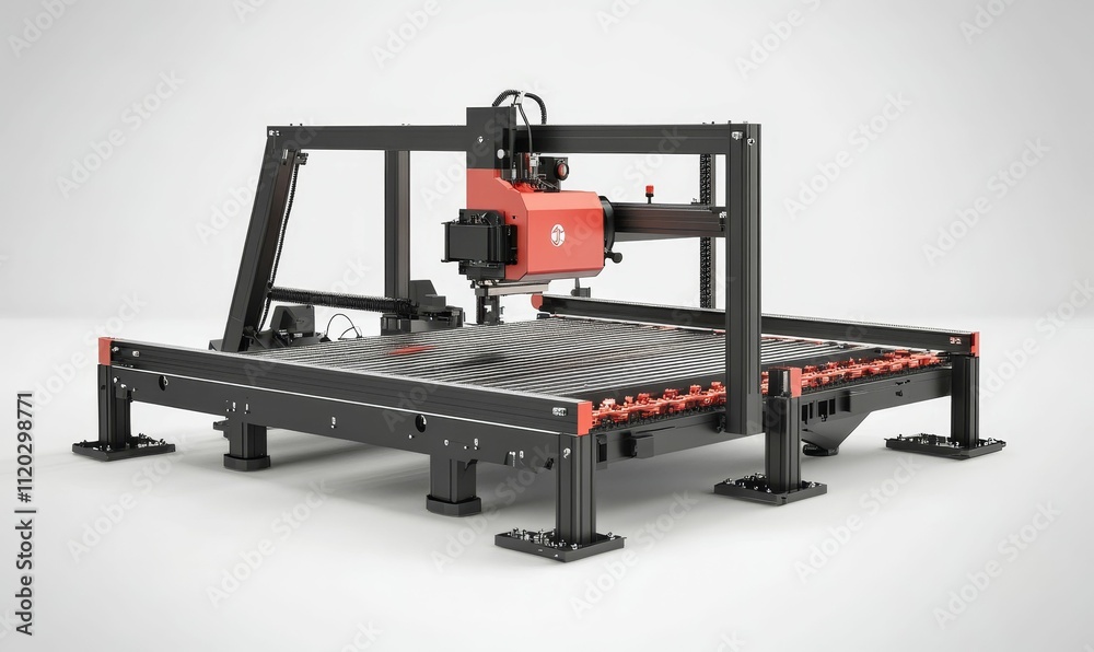 Automated industrial machine with large work surface. Automated industrial machine with large work surface.
