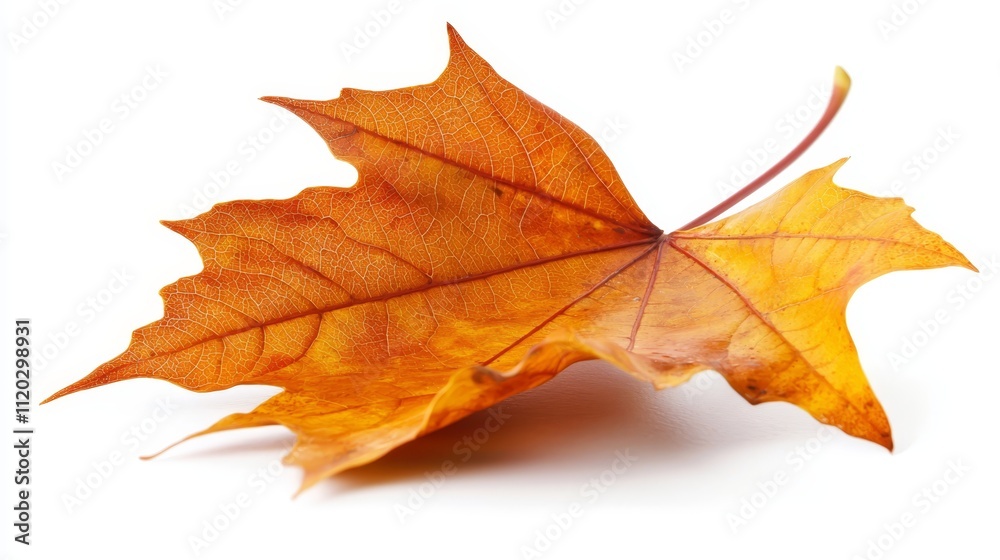 Obraz premium A single orange leaf on a white background