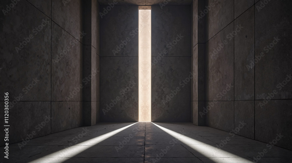 Modern minimalist concrete room with vertical light beam Modern minimalist concrete room with vertical light beam