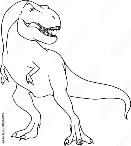 dinosaur tyrannosaurus rex, t-rex vector outline illustration isolated
