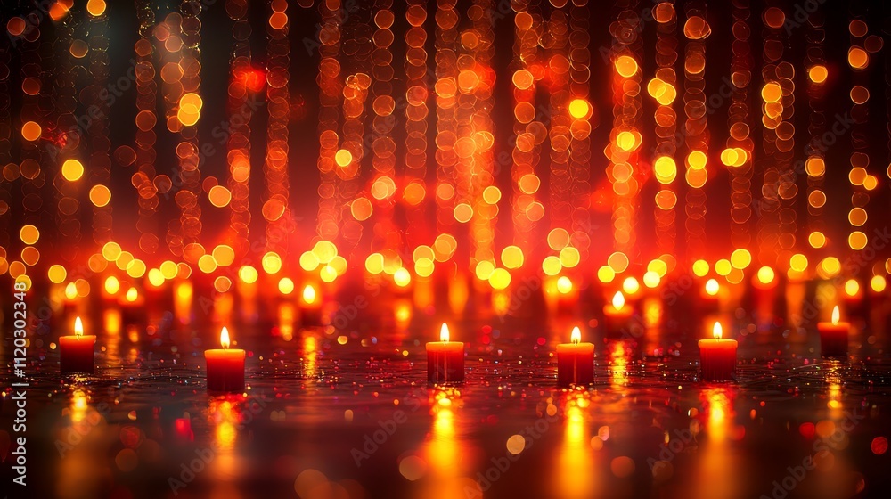 A group of red candles sitting on top of a table A group of red candles sitting on top of a table