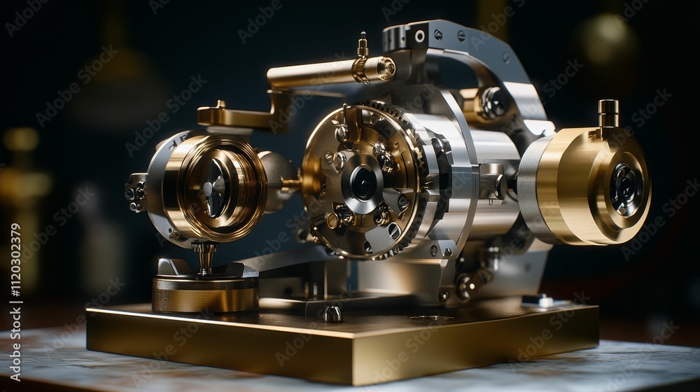 Fototapeta premium Intricate gold and silver gear mechanism.