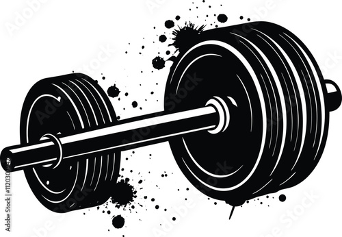 Barbell black silhouette vector