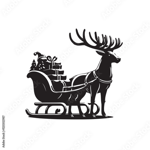 Reindeer with sledge and gifts