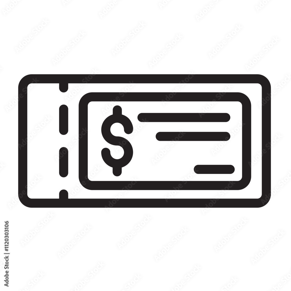 cheque line icon cheque line icon