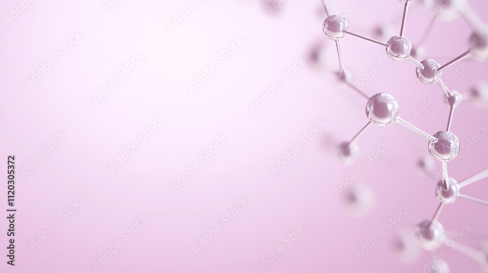 Obraz premium Abstract molecular structure on soft pink background representing scientific research and innovation in biology and chemistry