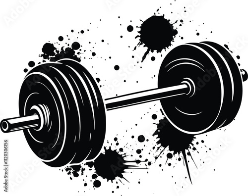 Barbell black silhouette vector