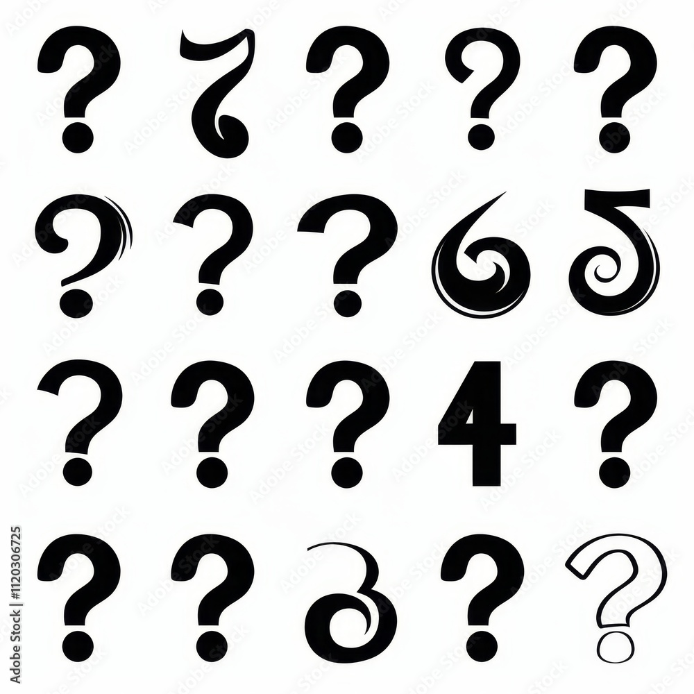 Question mark icon, quiz symbol, interrogation sign, simple rebus silhouette, questions emblem, faq set Question mark icon, quiz symbol, interrogation sign, simple rebus silhouette, questions emblem, faq set