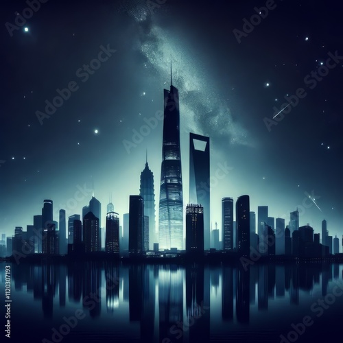 Cityscape Silhouette A silhouette of a towering skyscraper again