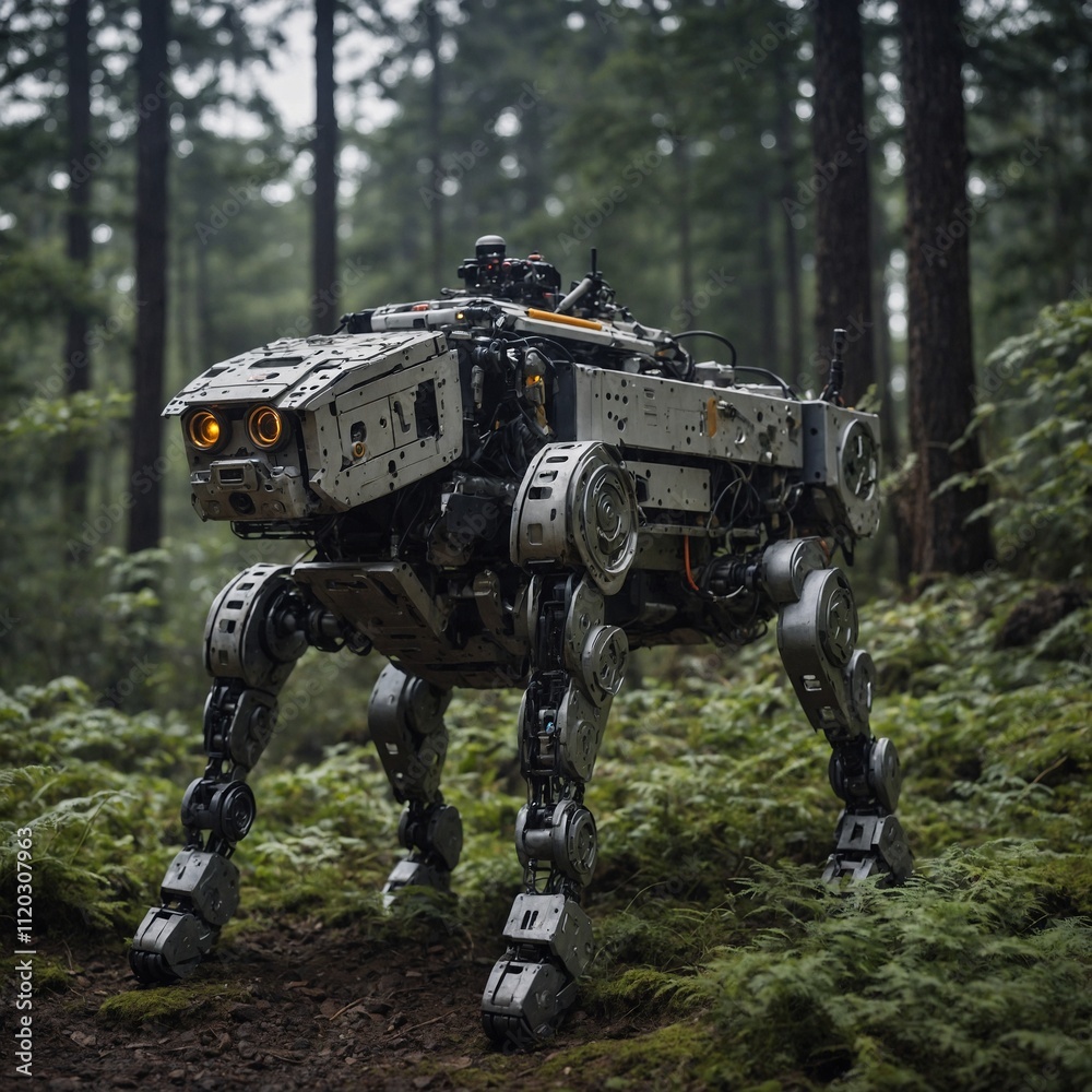 A robotic dog aiding soldiers in search-and-rescue missions. A robotic dog aiding soldiers in search-and-rescue missions.