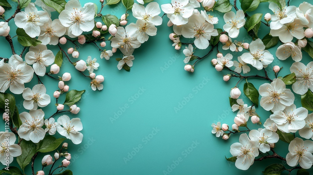 A bunch of white flowers on a blue background A bunch of white flowers on a blue background