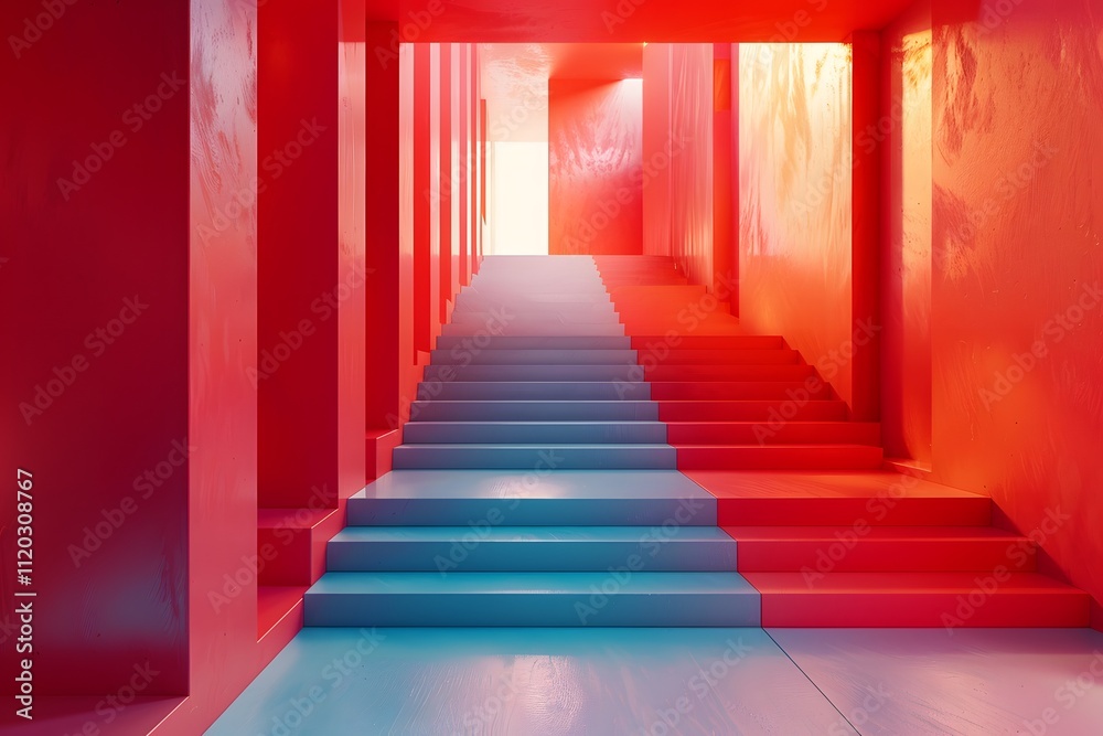 Vibrant Staircase in a Colorful Architectural Space Vibrant Staircase in a Colorful Architectural Space