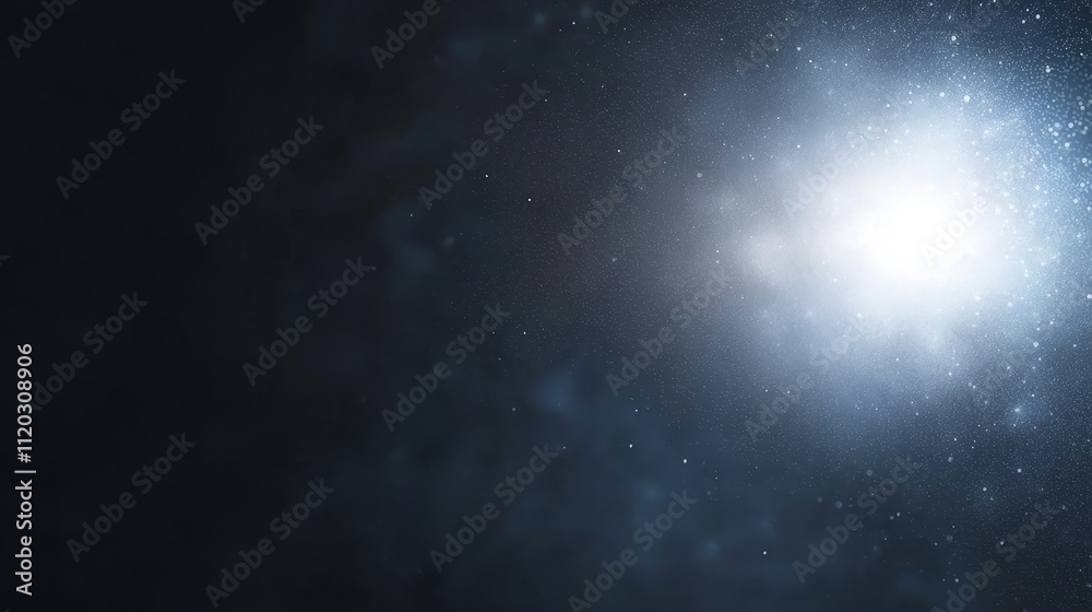Obraz premium Ethereal Cosmic Background with Bright Starburst and Distant Galaxy in Dark Space