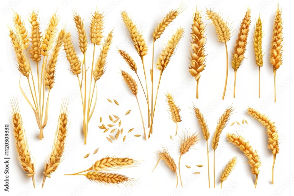 Wheat icon, rye ears sign, barley emblem, oats, cereals symbol, wheat ear, seeds, corns set Wheat icon, rye ears sign, barley emblem, oats, cereals symbol, wheat ear, seeds, corns set