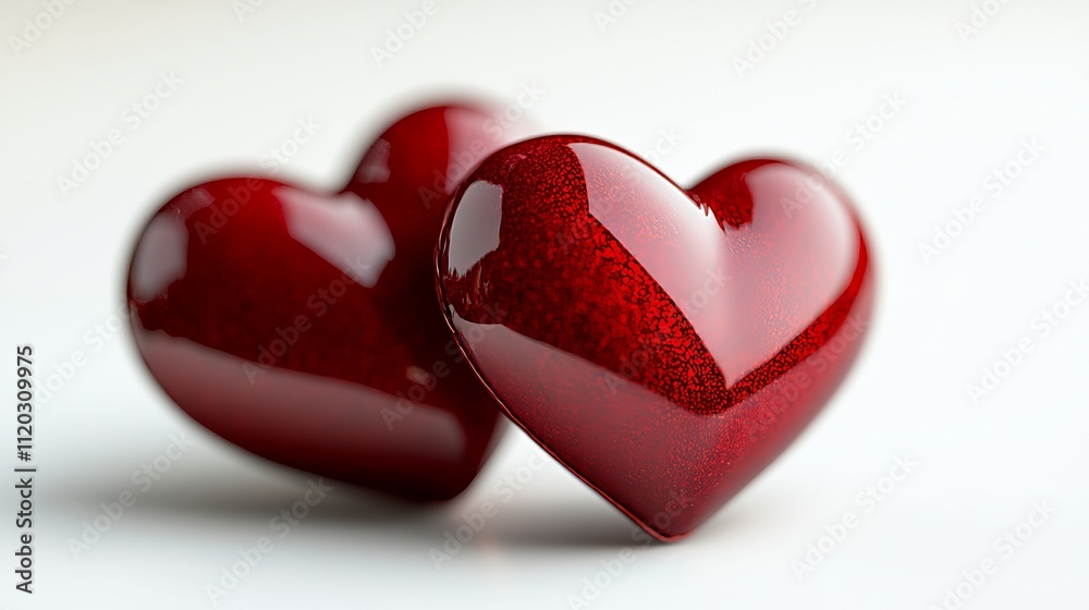 Two red hearts on a white background