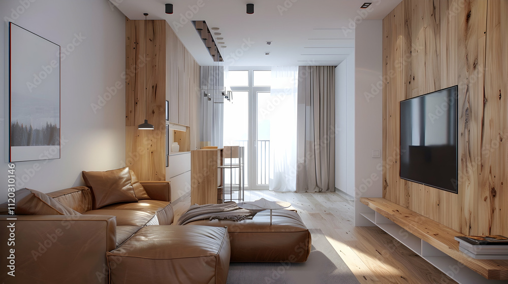 Fototapeta premium Modern style conceptual interior design 3d illustration