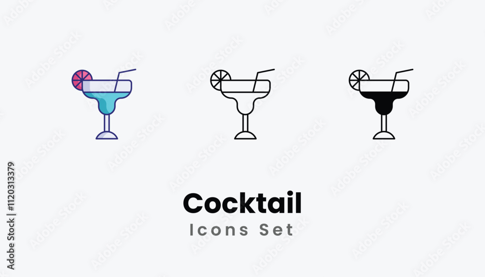 Cocktail Icons thin line and glyph vector icon stock illustration Cocktail Icons thin line and glyph vector icon stock illustration
