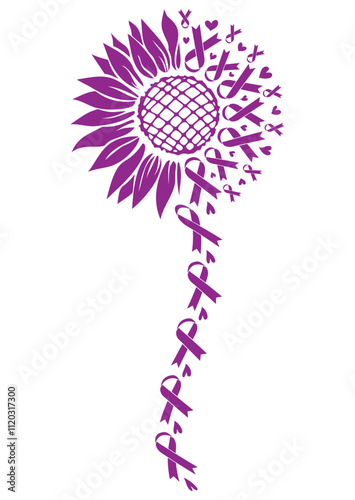 Purple ribbon epilepsy awareness month in november vector illustration