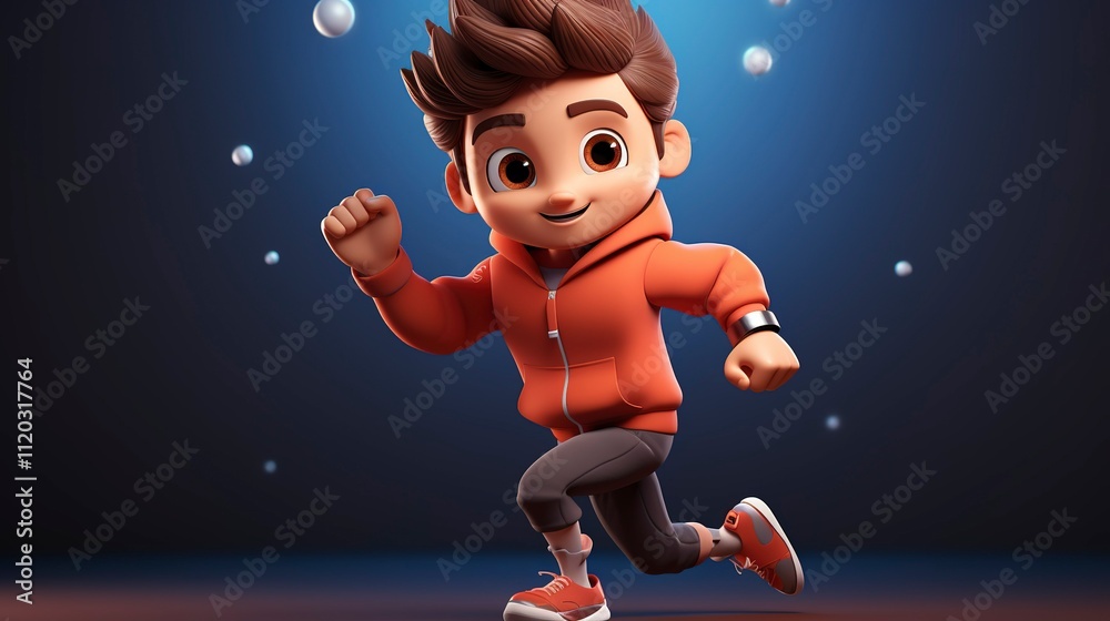 Fototapeta premium A photo of a 3D character using a smartwatch for fitness