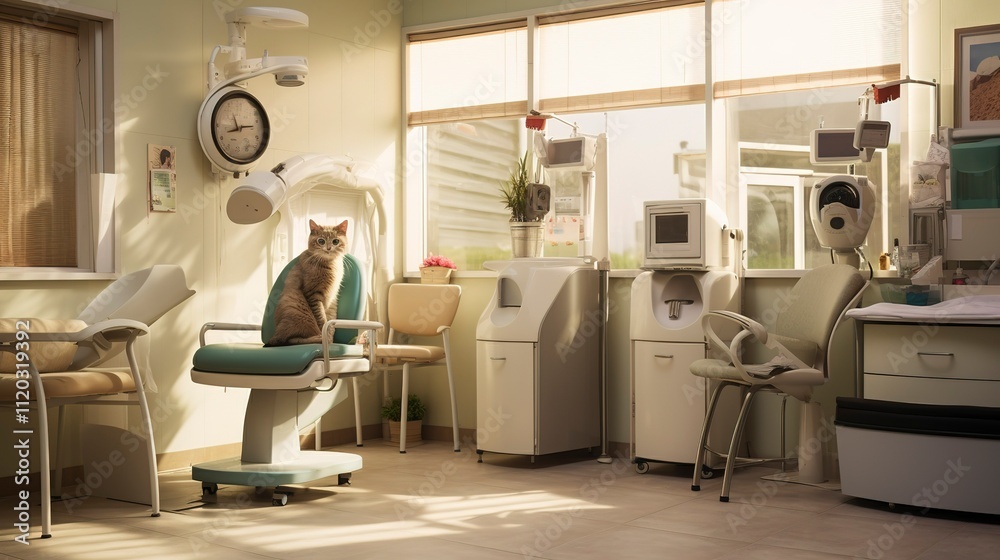 A photo of a cat grooming station in a vet clinic.