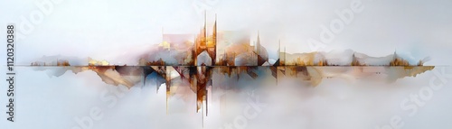 Panel kuchenny z motywem Horizontal abstract art, blending bold brushstrokes with muted tones