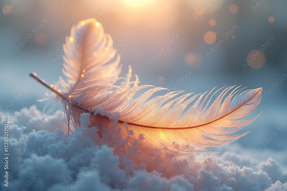 custom made wallpaper toronto digitalEthereal Feather with Ice Crystals in Winter Sunrise Light