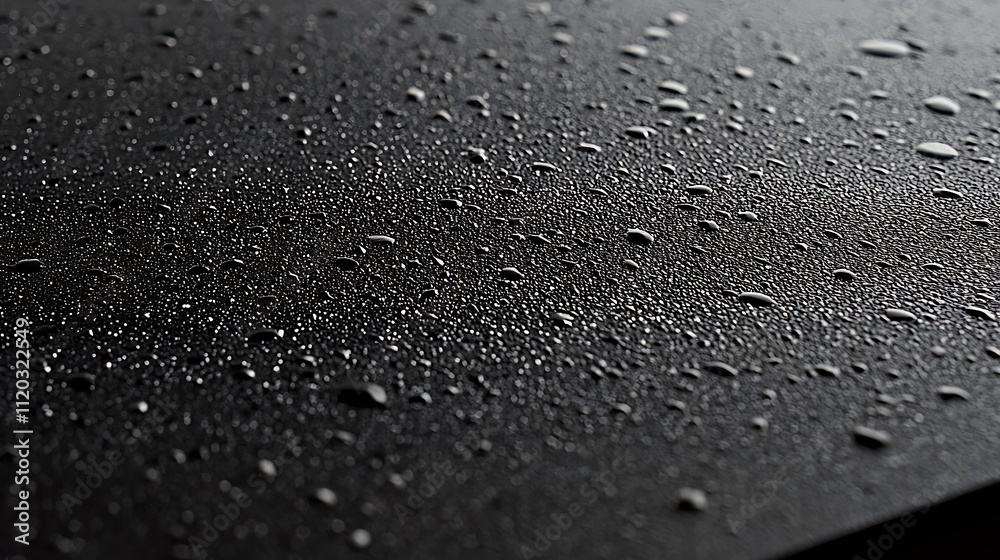 A wet surface with many drops of water on it A wet surface with many drops of water on it