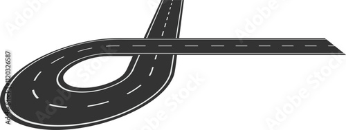 Highway overpass forming an infinity symbol with its winding road, illustrating endless possibilities and the ongoing journey of travel and exploration