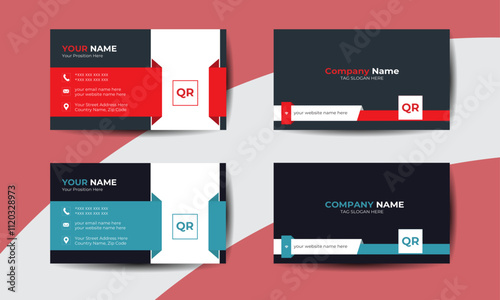 Modern business card template in geometric style, 