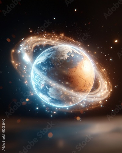 Surreal cosmic alignment of earth and mars space digital art sci-fi environment abstract viewpoint galactic concept