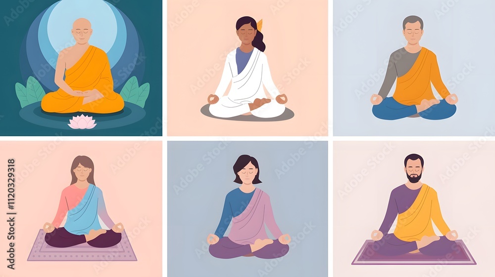illustrations of set of yoga poses illustrations of set of yoga poses