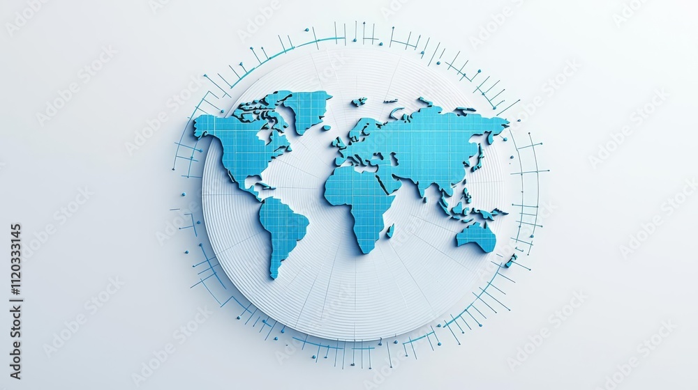 Stylized world map depicting global connections. Stylized world map depicting global connections.