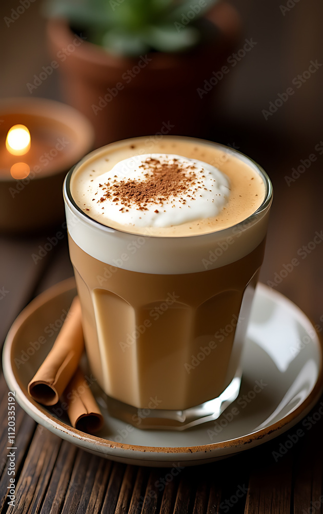 A cappuccino with frothy milk and cinnamon is perfect for comfort and coziness in cafes and ideal for coffee lovers to enjoy._00001_ A cappuccino with frothy milk and cinnamon is perfect for comfort and coziness in cafes and ideal for coffee lovers to enjoy._00001_