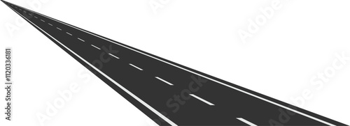 Long straight empty highway going away on white background, concept of road trip, travel, journey, destination, future, perspective, success and transportation photo