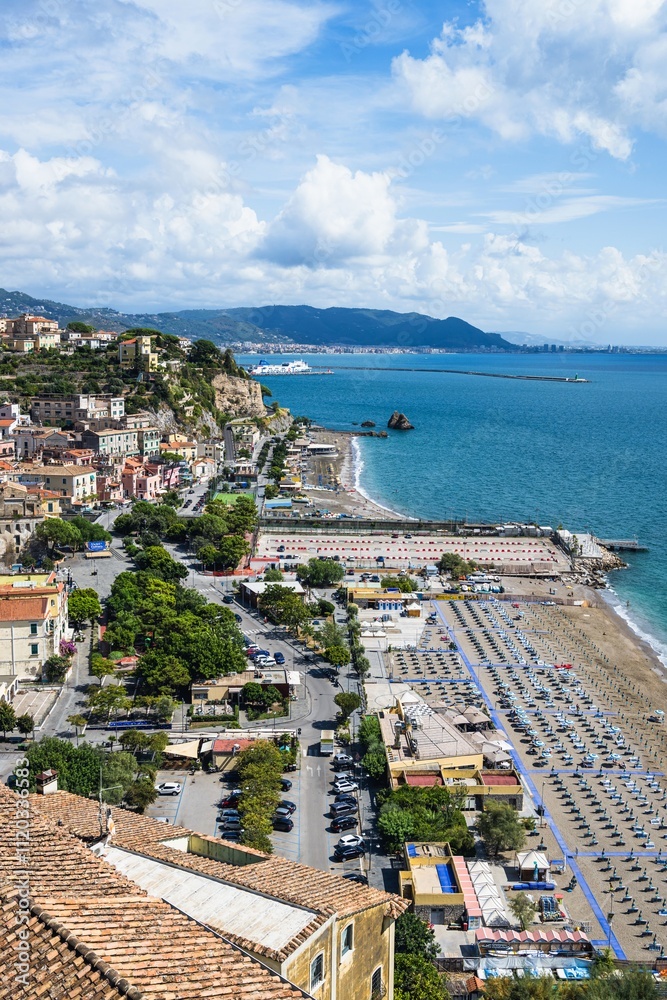 Obraz premium Port in Salerno from Vietri sul Mare, Amalfi Coast, Salerno, Campania, Italy, Europy