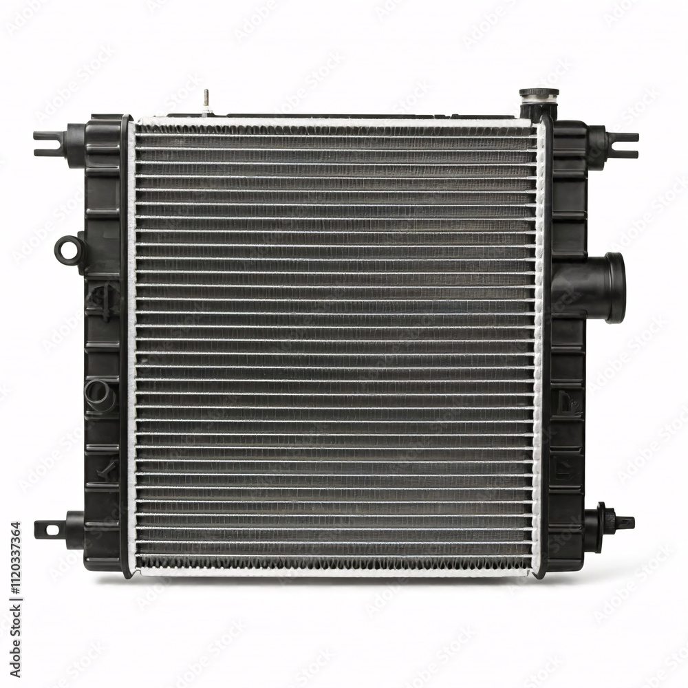Fototapeta premium Car radiator standing upright against a white background