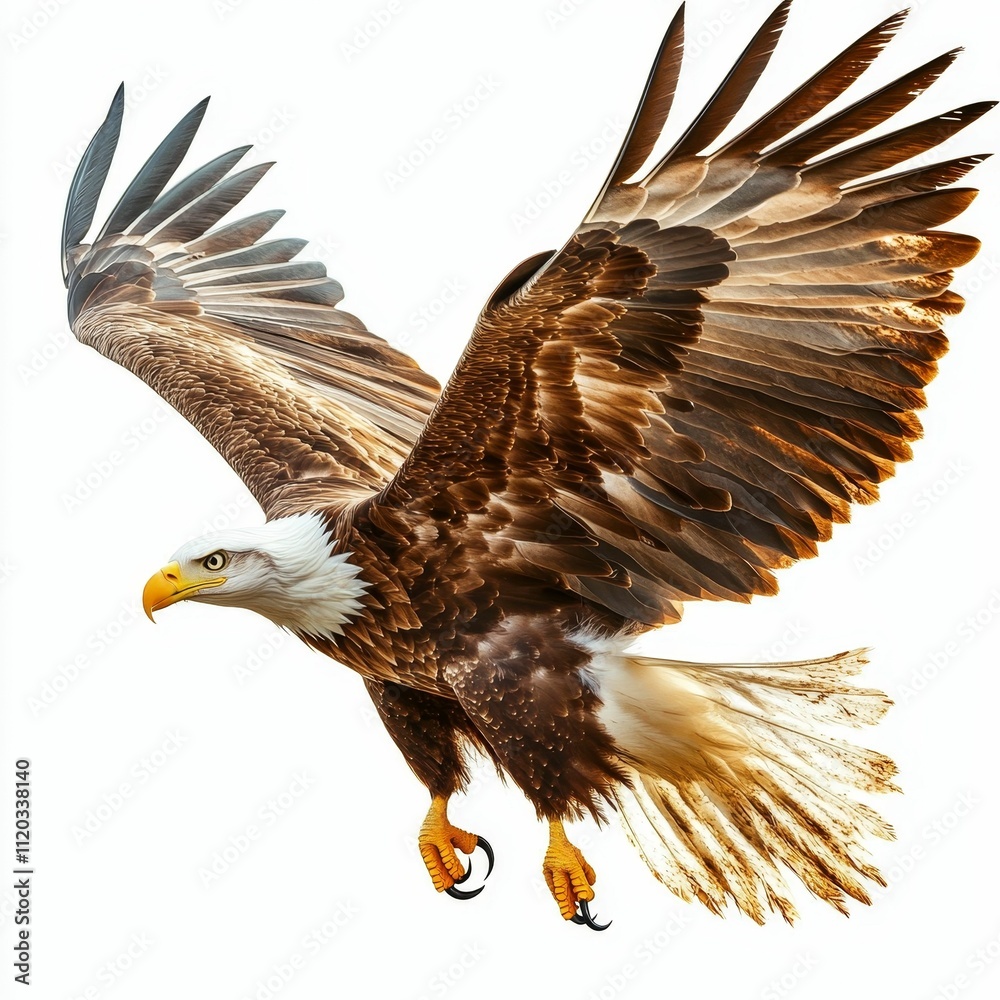 Obraz premium Large bird of prey in flight, wings spread.