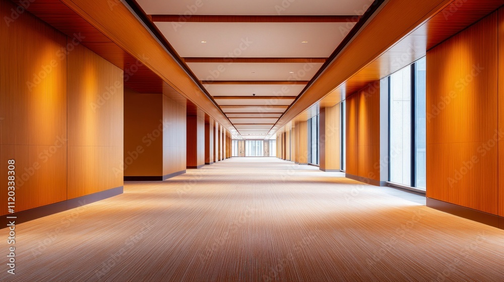 Elegant Apartment Hallway with Wooden Floors and Bright Lighting