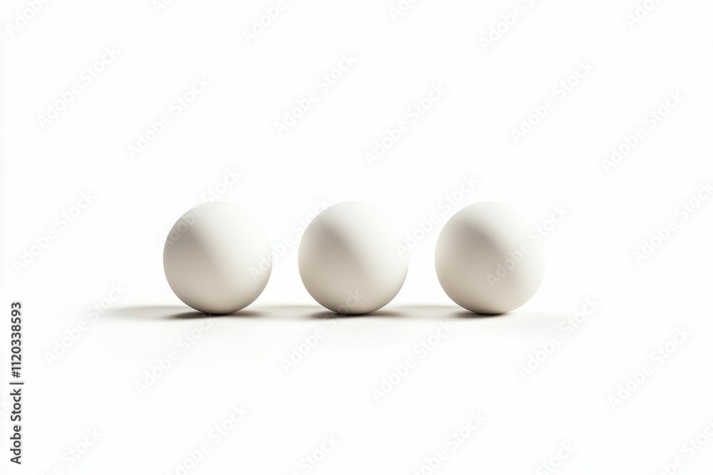 Three white spheres aligned, minimalist backdrop. Three white spheres aligned, minimalist backdrop.