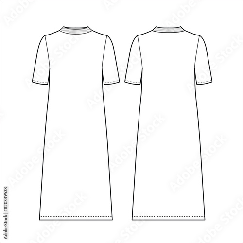 women long sleeve maxi Poet Sleeve dress design vector fashion flat sketch template