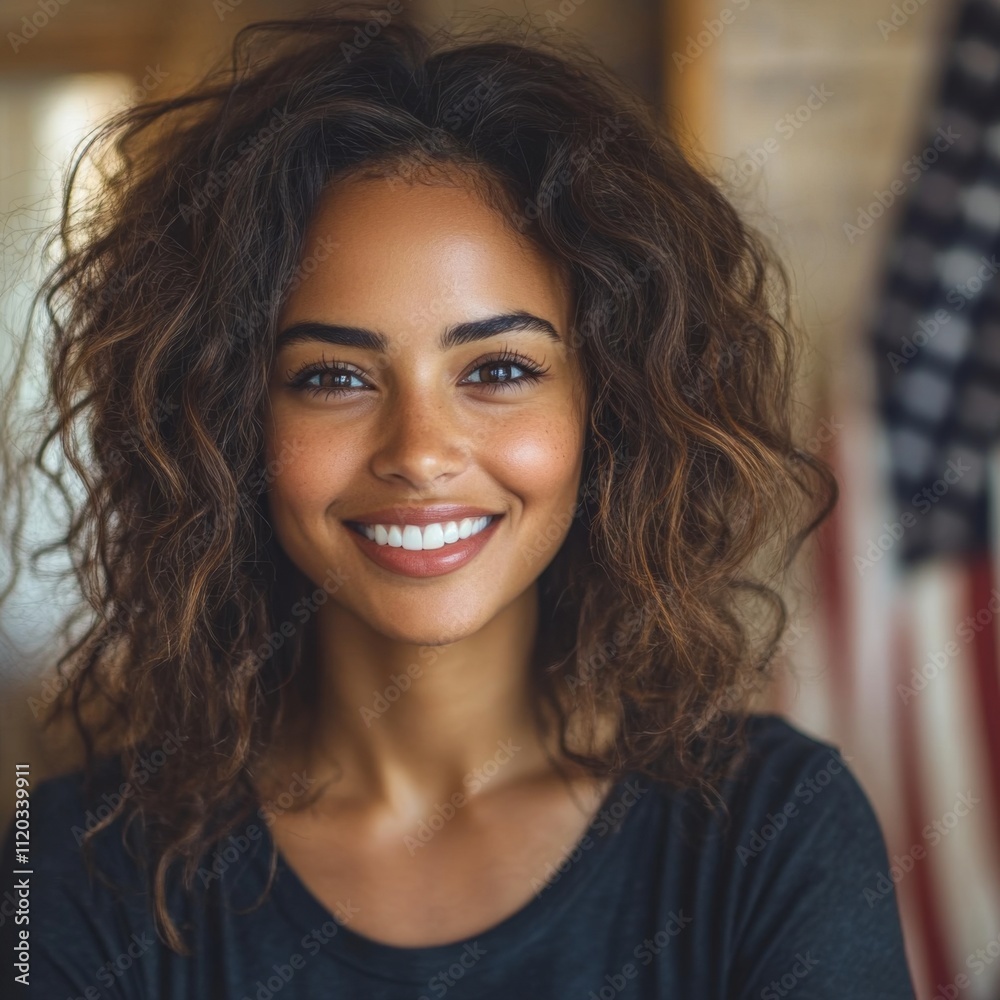 Joven, mujer inmigrante en los Estados Unidos, concepto de residencia y nacionalidad norteamericana. Joven, mujer inmigrante en los Estados Unidos, concepto de residencia y nacionalidad norteamericana.