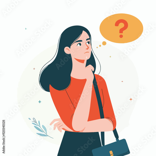 a girl is thinking vector