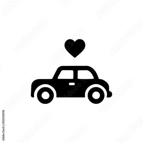 Simple Vector Icon of a dating car – Logo Design Illustration